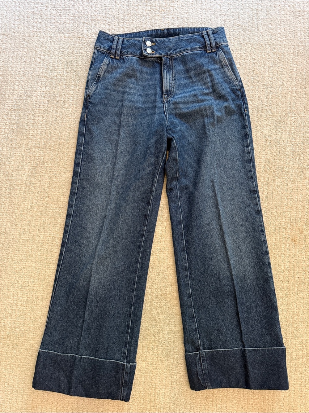 Zara Dark Blue Wide-Leg Jeans. Size 8